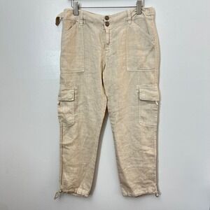 SANCTUARY Terrain Linen Crop Cargo Pants Dune Size 27 NWOT‎